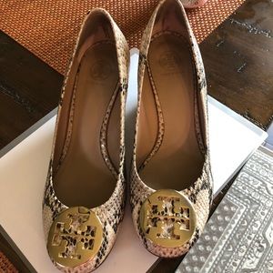 Tory Burch Wedges, animal print, slightly worn